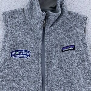 Patagonia Better Sweater Vest FITS XS Full Zip Stonyfield Organic Yogurt